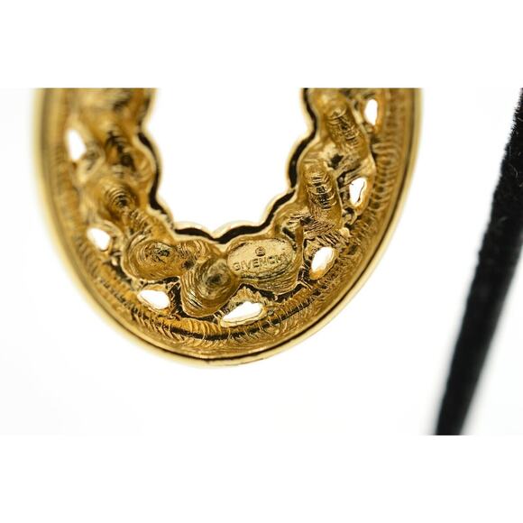 Givenchy Vintage Clip On Earrings Gold Dangle Chunky Door Knockers Signed 80s 9C - Picture 7 of 8